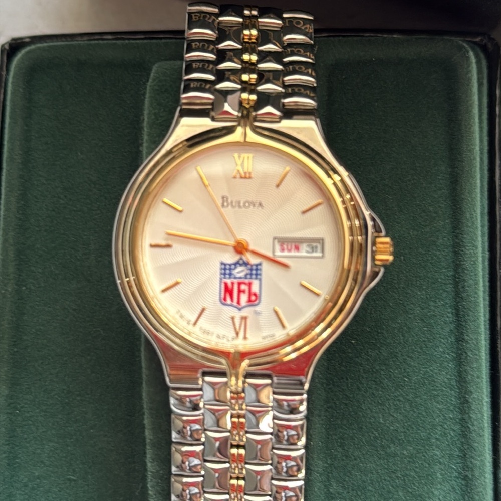 New Bulova watch NFL silver gold metal